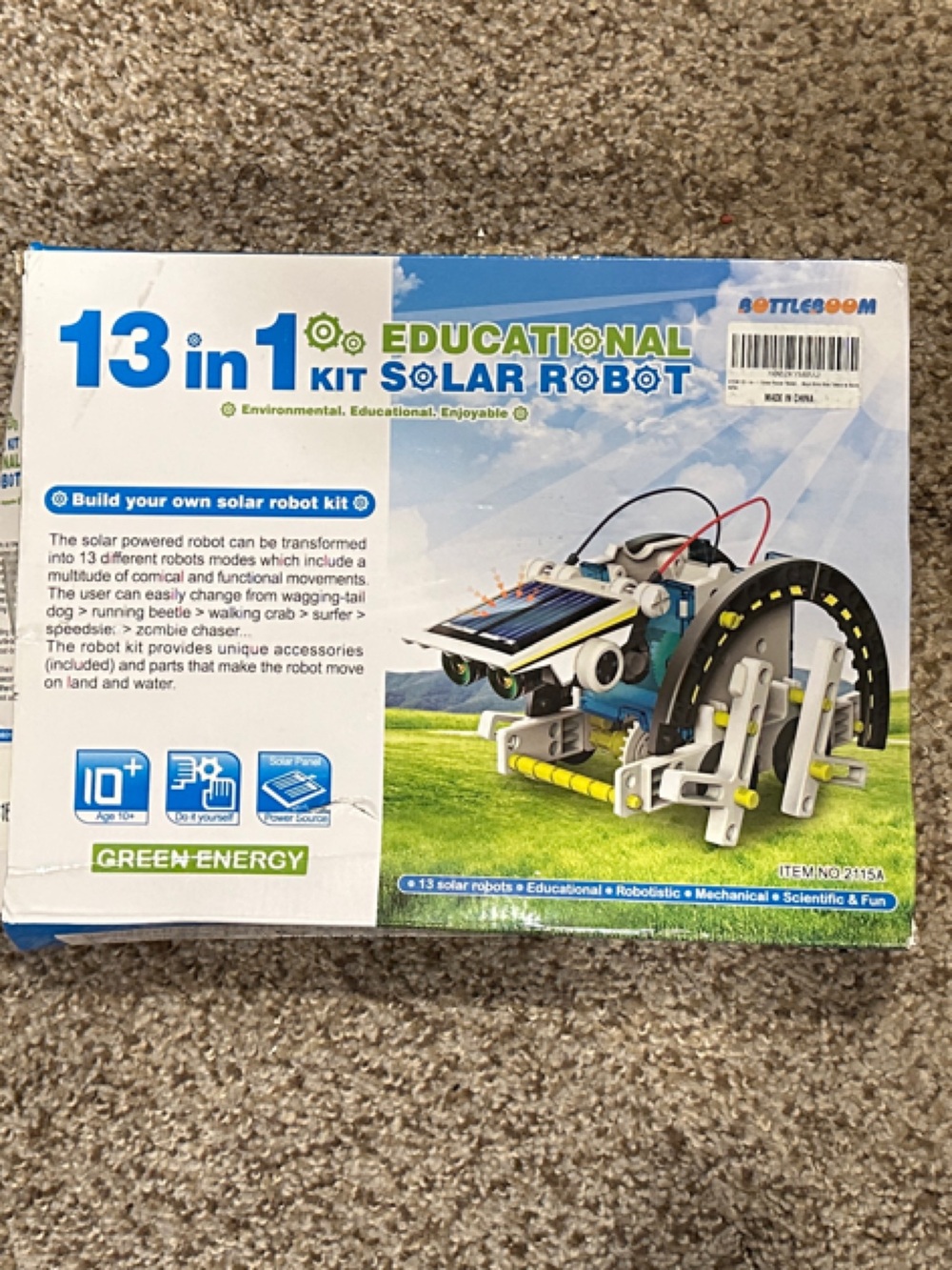 13-in-1 Educational Solar Robot Kit - White/Blue